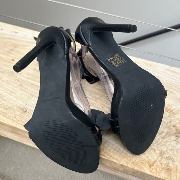 nasty gal black faux leather ruffle ankle strap stiletto heel luxury size 7/40 - Picture 8 of 9